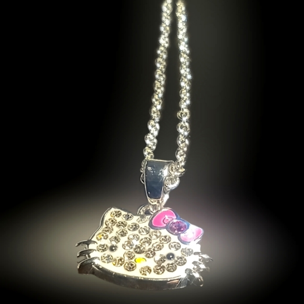 Hello Kitty Fine Silver Plated Charm and Chain